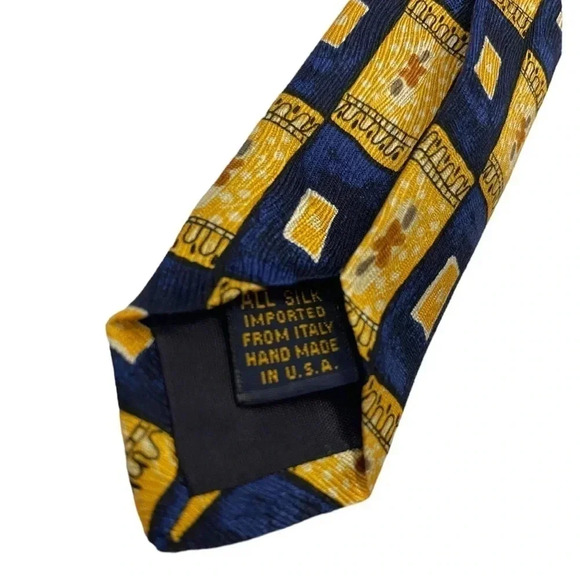 Nordstrom  100% Silk Navy Blue & Yellow Gold Neck Tie - Picture 2 of 5